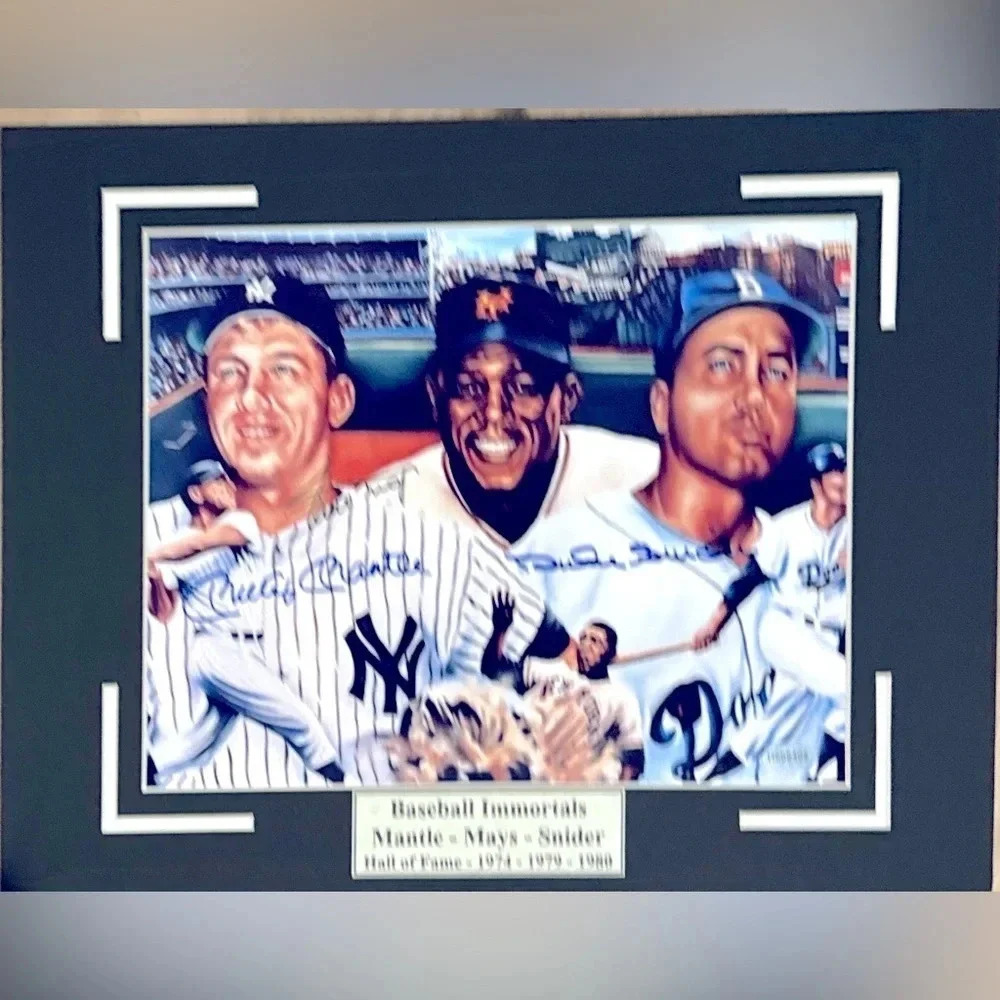 - New York Yankees Mickey mantle Willie mays Snider signed 8x10